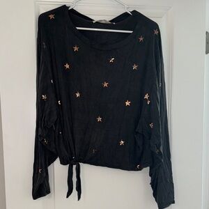 Black Star-Patterned Women's Top